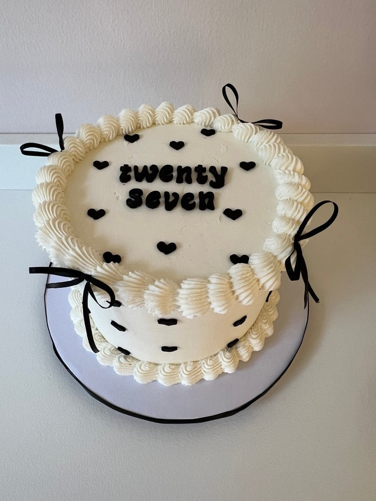 Vintage Cake with hearts and bows